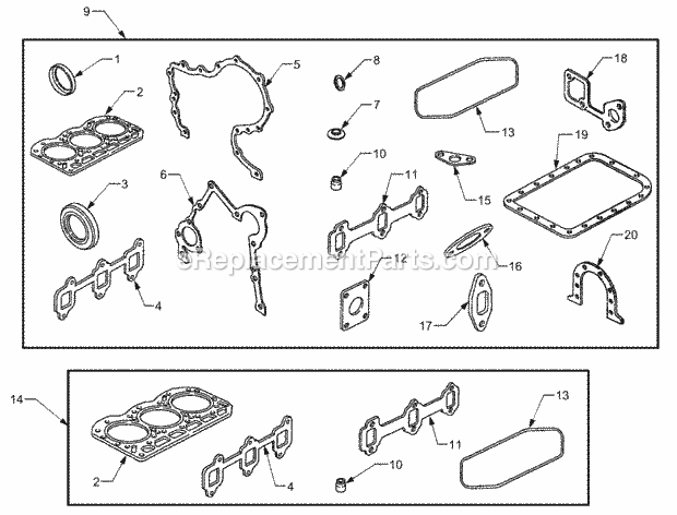Gasket Sets Diagram and Parts List for 5234DL 54AL544-710, 54BL544-710 Cub Cadet Lawn Tractor